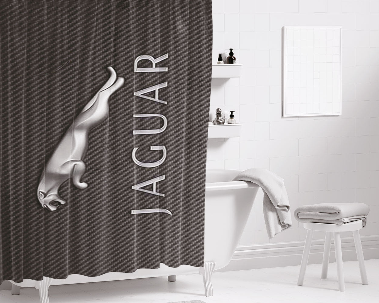 Jaguar Car Logo Bathroom Shower Curtain Fabric Waterproof | 66 X 72 Inch