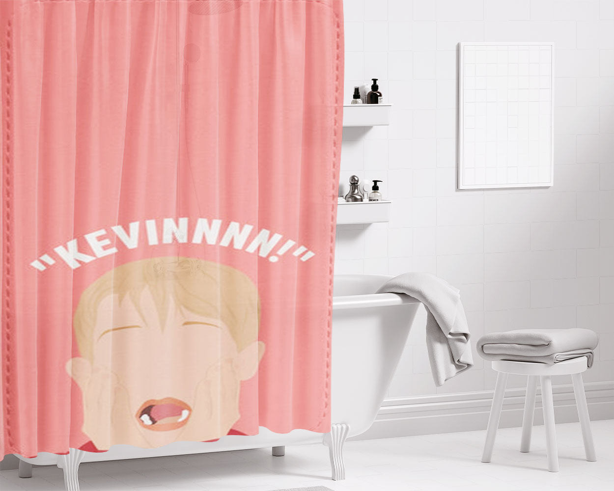 Kevin! - Home Alone Bathroom Shower Curtain Fabric Waterproof | 66 X 72 Inch