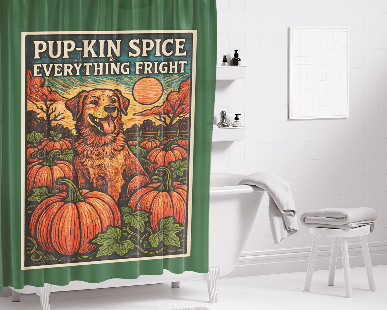 Kin Spice & Everything Fright Bathroom Shower Curtain Fabric Waterproof | 66 X 72 Inch