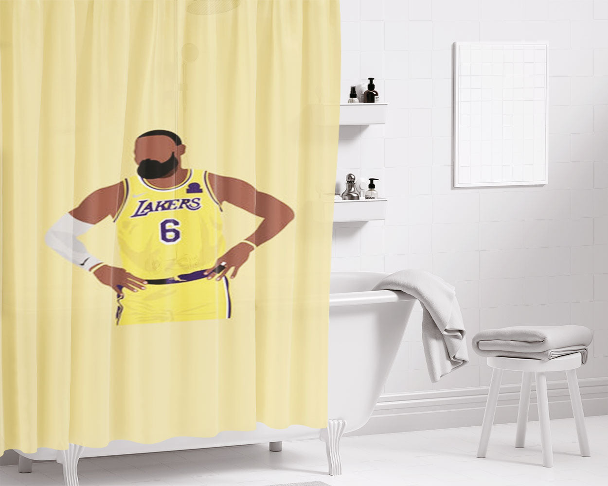 Lebron - Baskteball Bathroom Shower Curtain Fabric Waterproof | 66 X 72 Inch