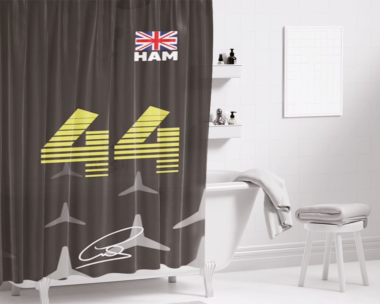 Lewis Hamilton - F1 Bathroom Shower Curtain Fabric Waterproof | 66 X 72 Inch