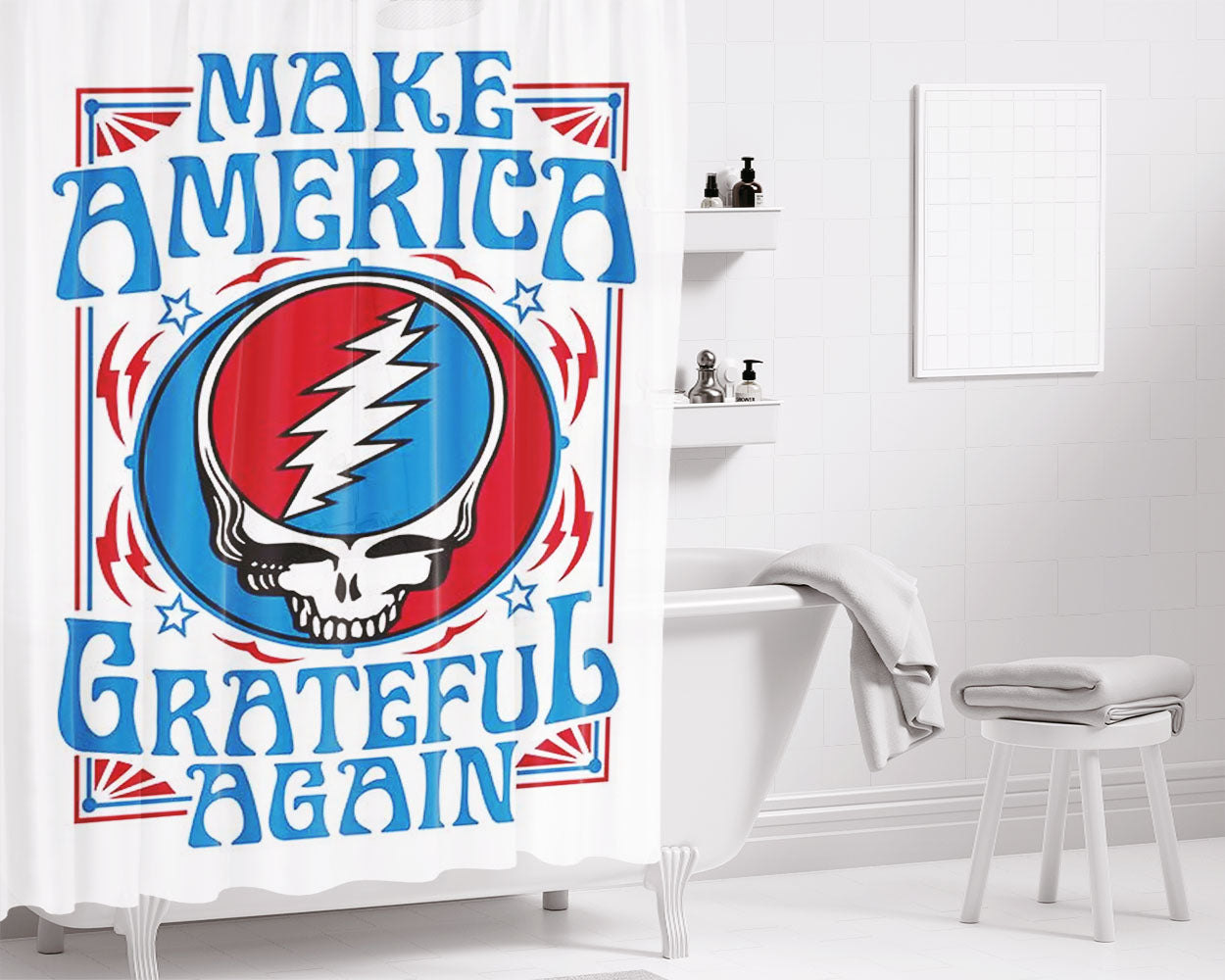 Make America Grateful Again Bathroom Shower Curtain Fabric Waterproof | 66 X 72 Inch