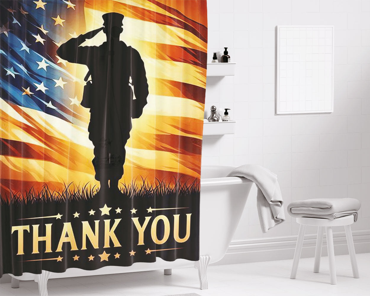 Memorial Day Bathroom Shower Curtain Fabric Waterproof | 66 X 72 Inch