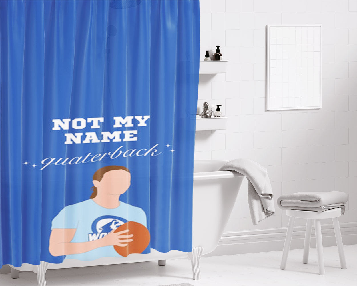 Not My Name Quaterback Bathroom Shower Curtain Fabric Waterproof | 66 X 72 Inch
