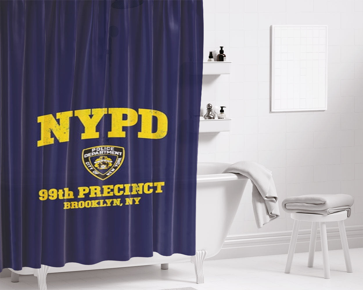 Nypd - B99 Bathroom Shower Curtain Fabric Waterproof | 66 X 72 Inch