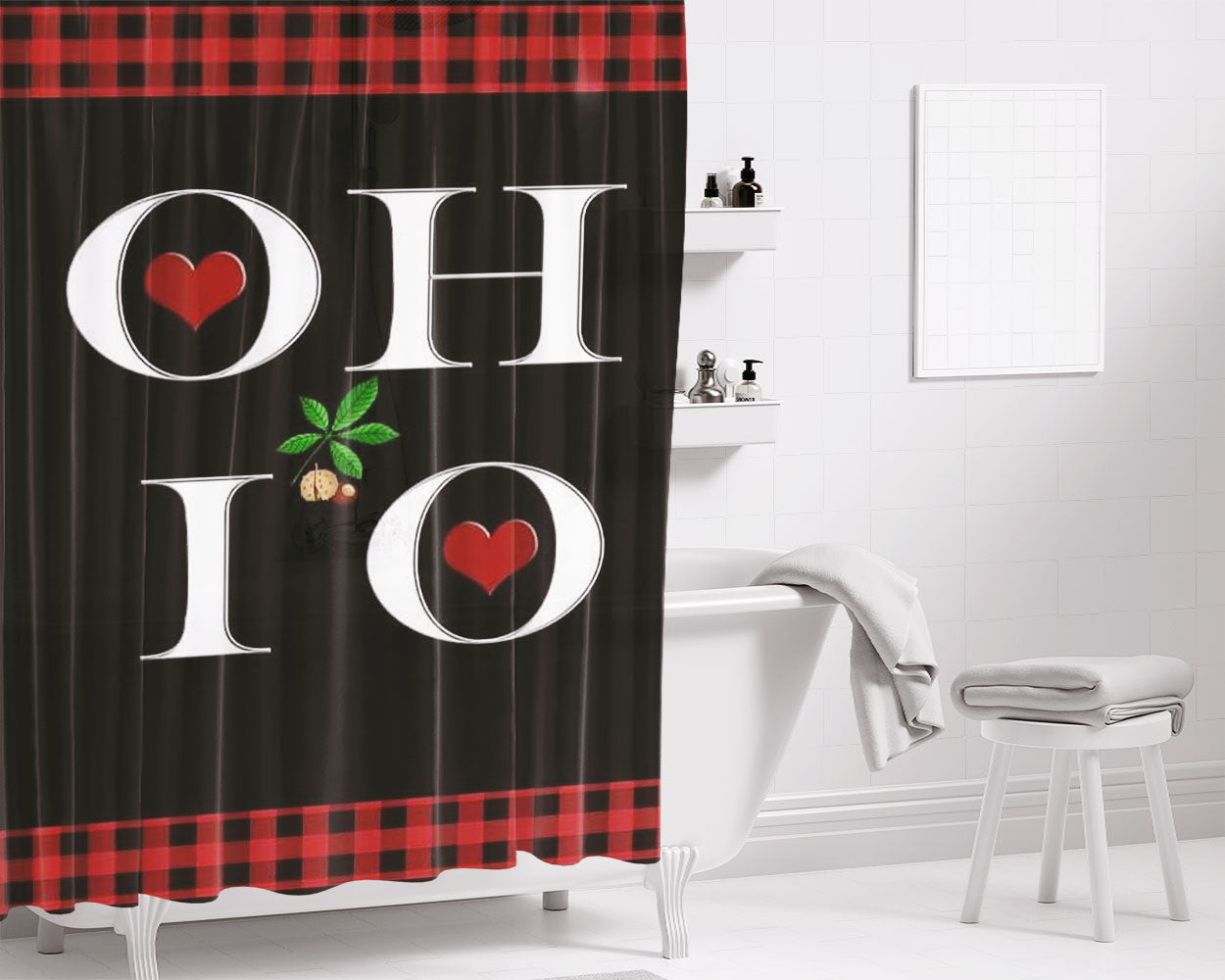 Ohio Bathroom Shower Curtain Fabric Waterproof | 66 X 72 Inch