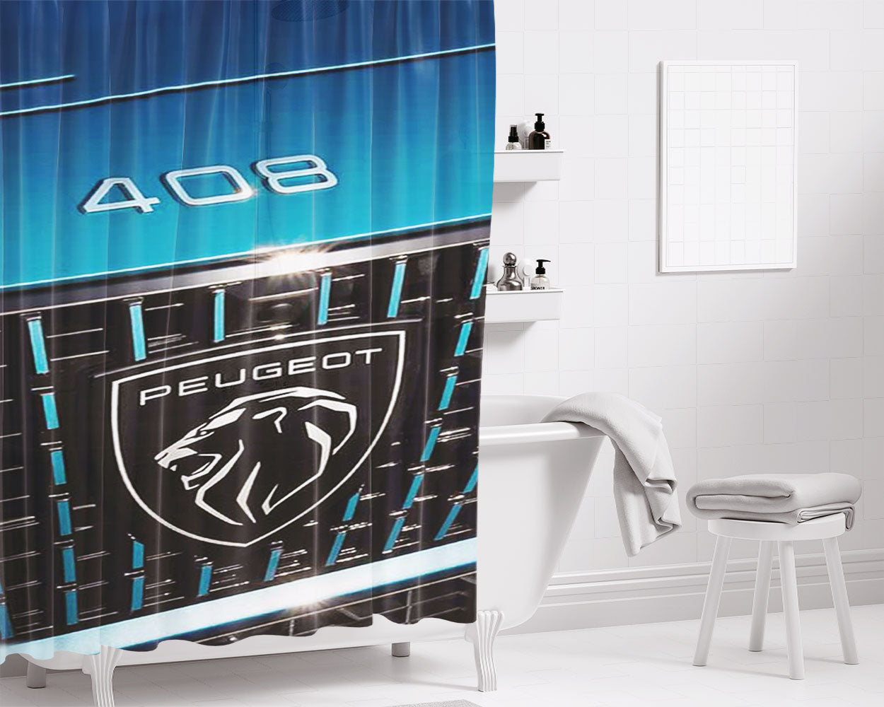 Peugeot Symbol Logo Bathroom Shower Curtain Fabric Waterproof | 66 X 72 Inch