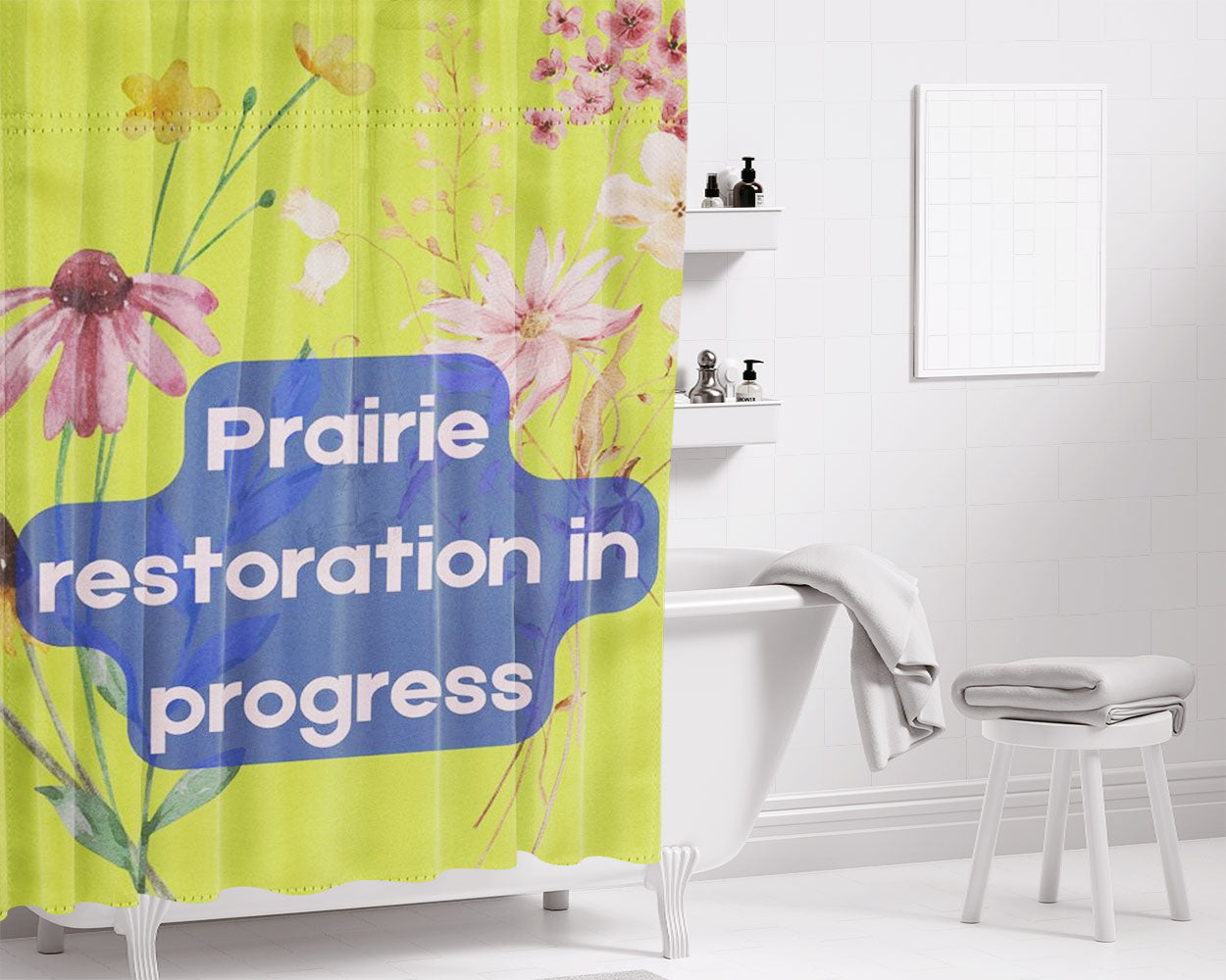 Prairie Restoration In Progress Bathroom Shower Curtain Fabric Waterproof | 66 X 72 Inch