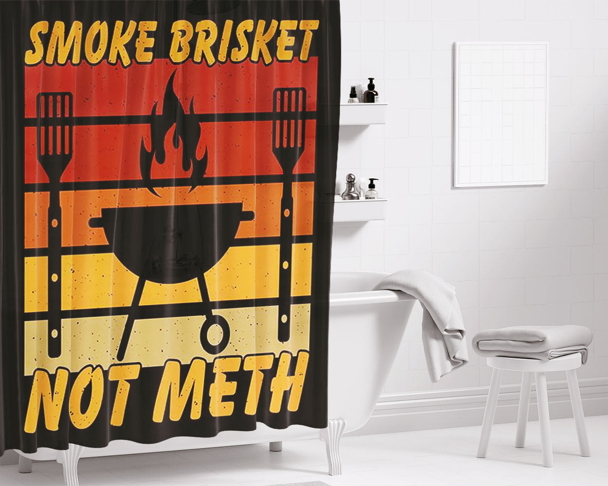 Smoke Brisket Not Meth Bathroom Shower Curtain Fabric Waterproof | 66 X 72 Inch