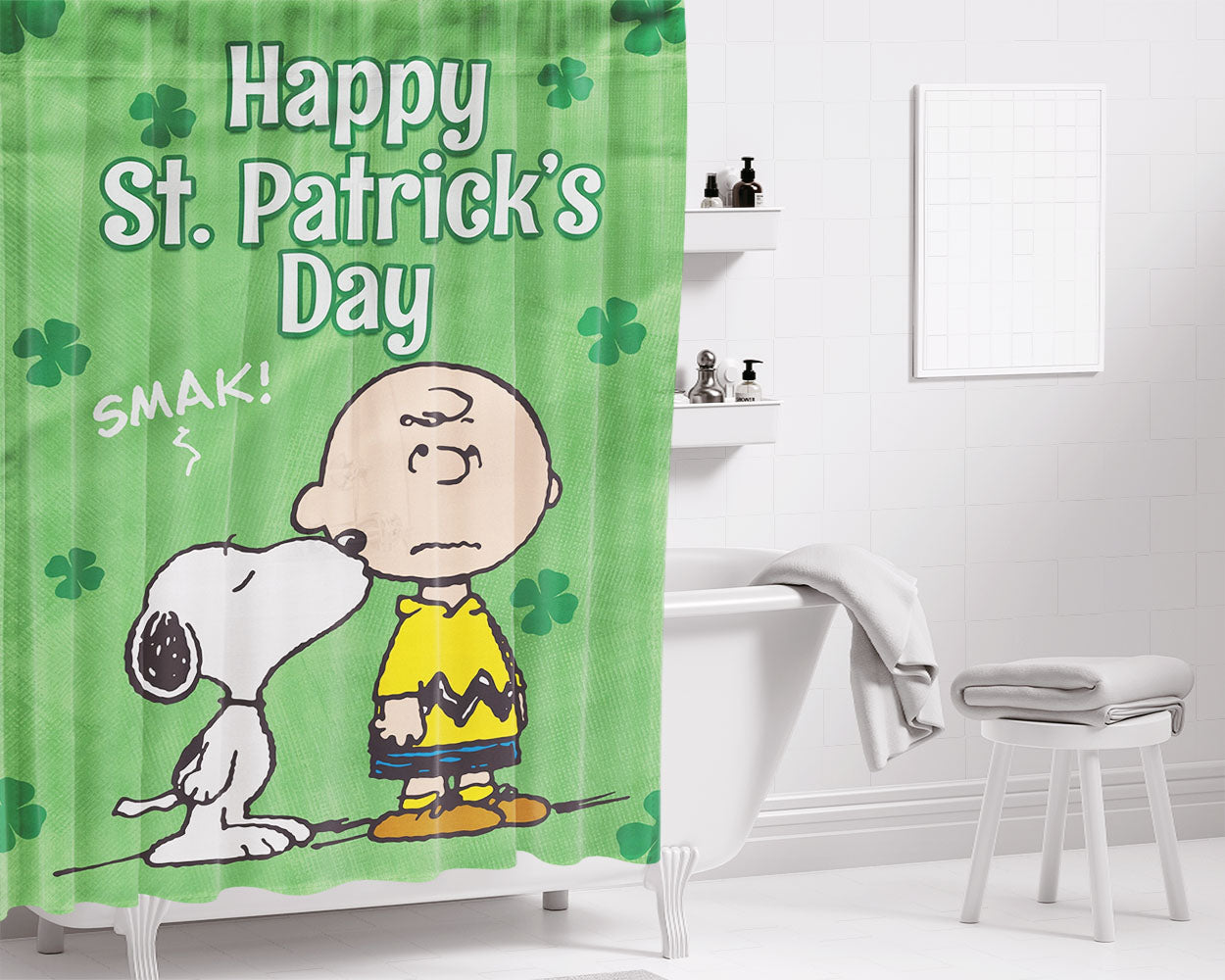 Snoopy And Charlie Brown St Bathroom Shower Curtain Fabric Waterproof | 66 X 72 Inch
