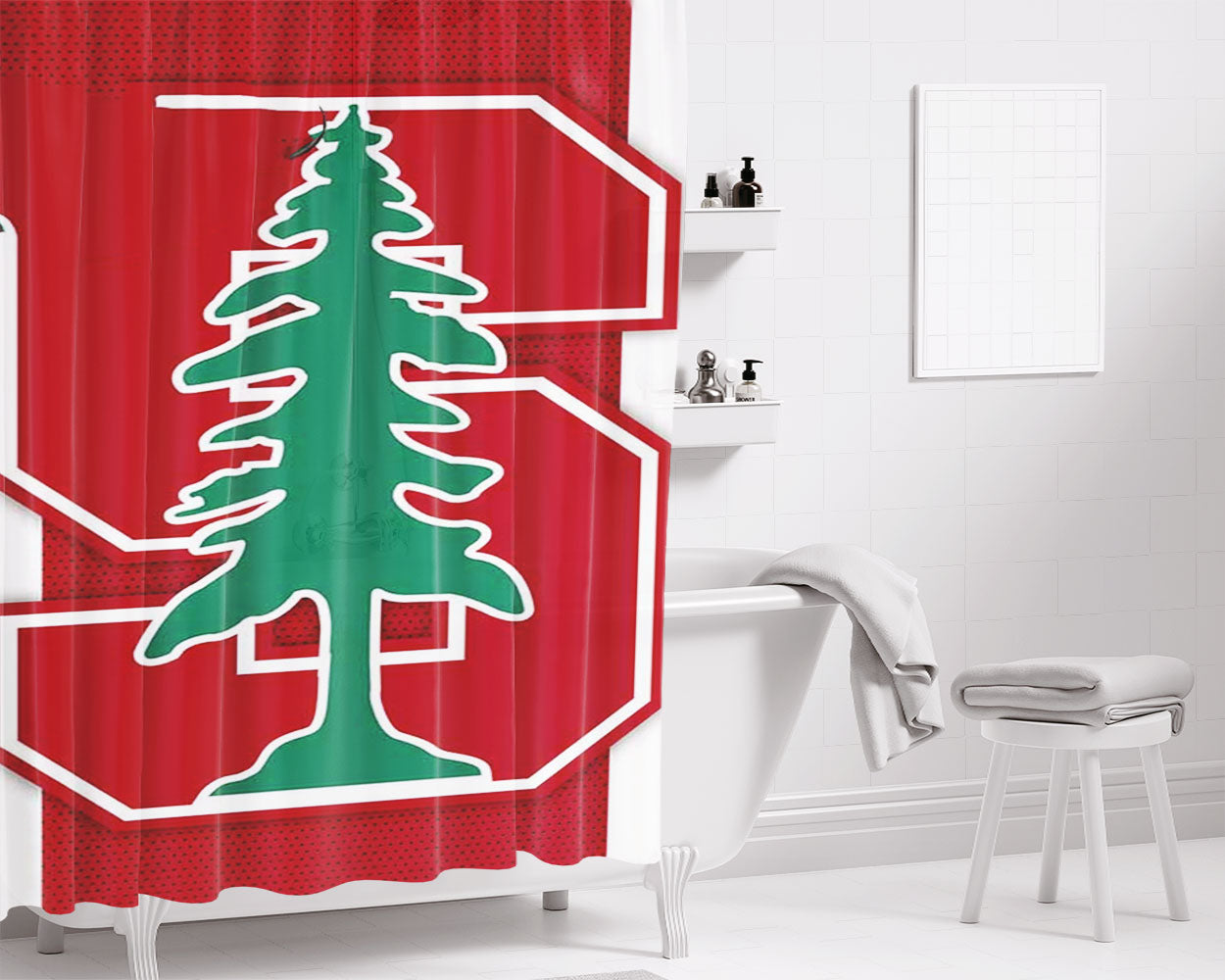 Stanford University Symbol Bathroom Shower Curtain Fabric Waterproof | 66 X 72 Inch