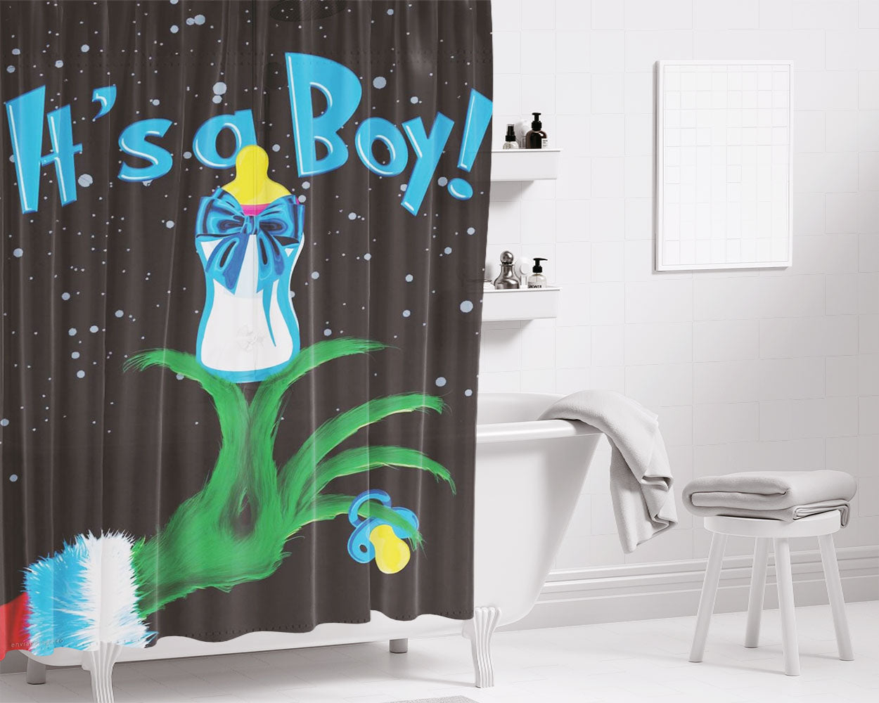 True Love Was Born In A Manger Bathroom Shower Curtain Fabric Waterproof | 66 X 72 Inch
