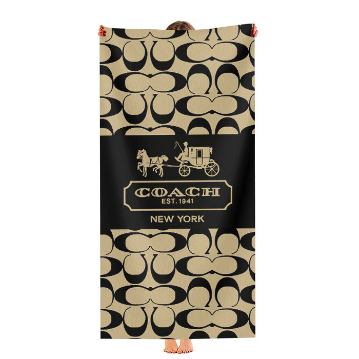 Coach Logo Wallpaper Ultra-Soft Luxury Bathroom Towels