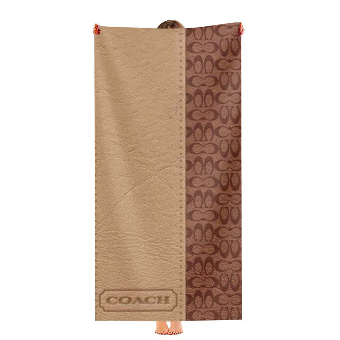 Coach New York Brown Leather Ultra-Soft Luxury Bathroom Towels