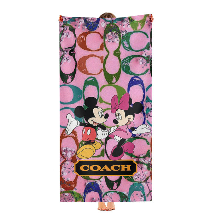 Coach Pink Flower Mickey Minnie Ultra-Soft Luxury Bathroom Towels