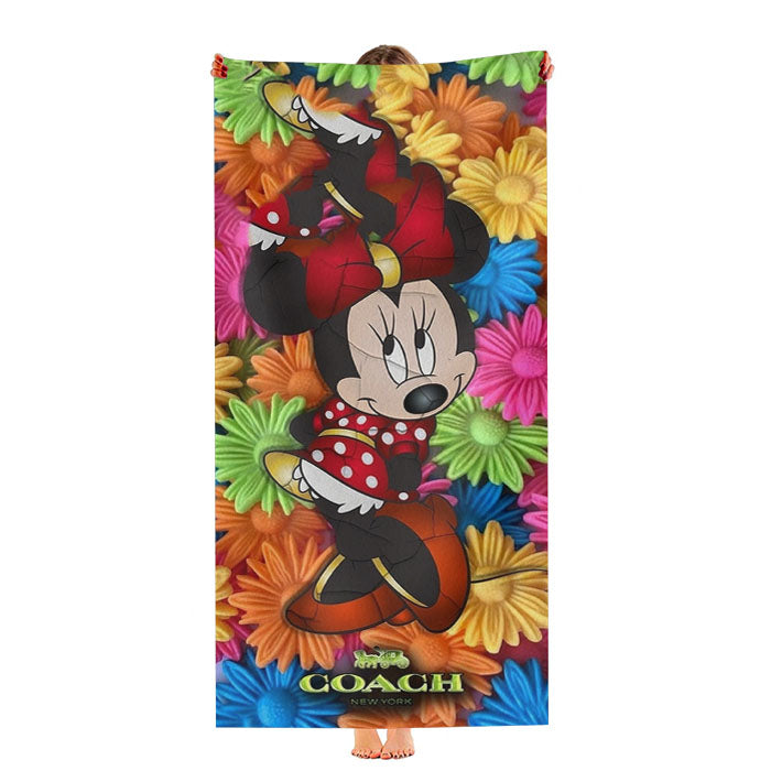 Colorfull Coach Minnie Mouse Flowers Ultra-Soft Luxury Bathroom Towels
