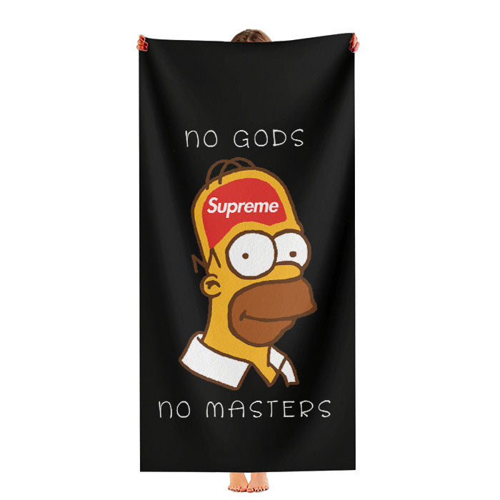 Homer Simpson Supreme No Gods No Masters Black Ultra-Soft Luxury Bathroom Towels