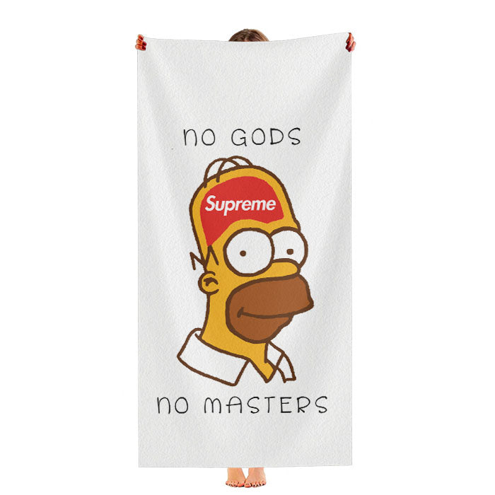 Homer Simpson Supreme No Gods No Masters White Ultra-Soft Luxury Bathroom Towels