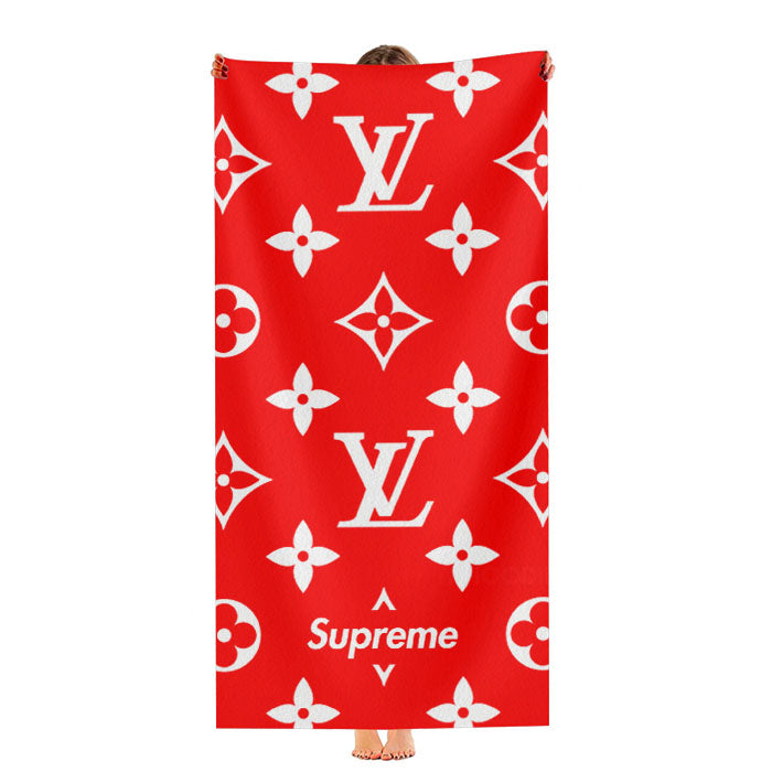 Louis Vuitton X Supreme Red Patern Ultra-Soft Luxury Bathroom Towels