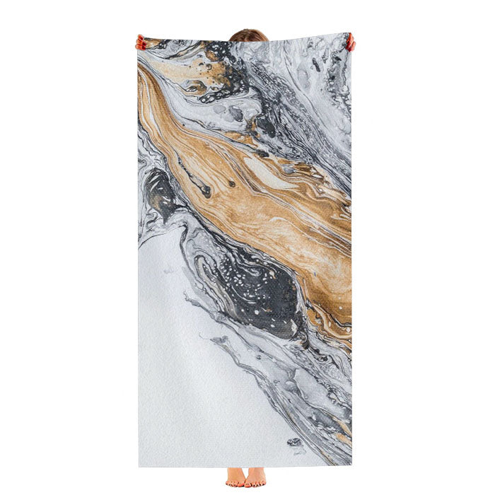 Marble White Milk Gold Liquid Ultra-Soft Luxury Bathroom Towels