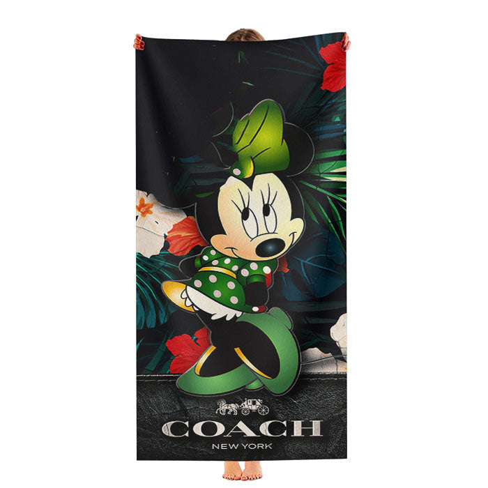 Minnie Mouse Coach Green Flowers 8 Ultra-Soft Luxury Bathroom Towels