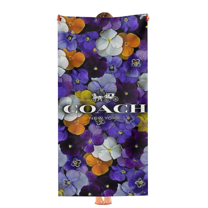 Purple Flowers Coach New York Ultra-Soft Luxury Bathroom Towels