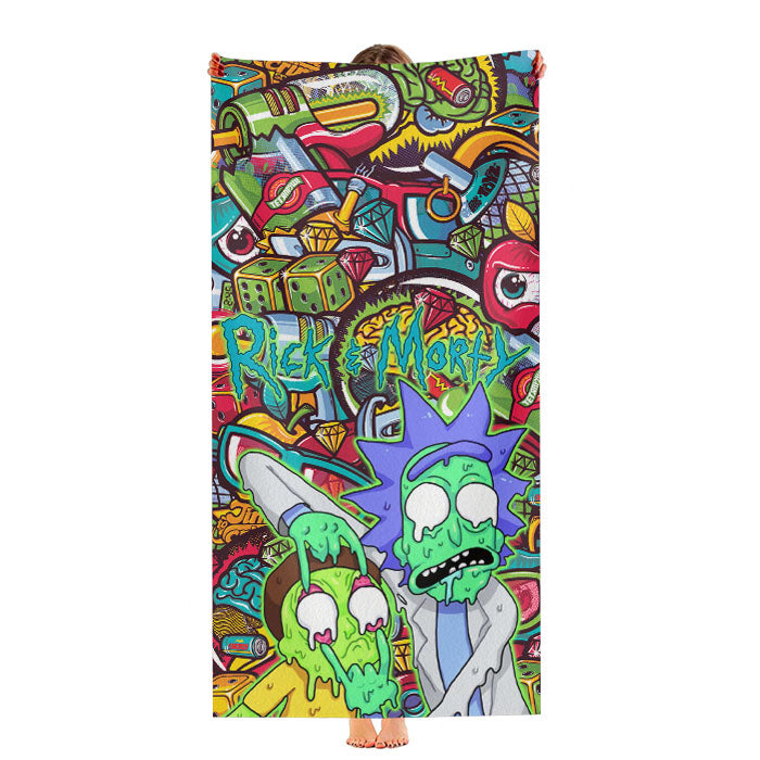 Rick And Morty Melt In Doodle Ultra-Soft Luxury Bathroom Towels