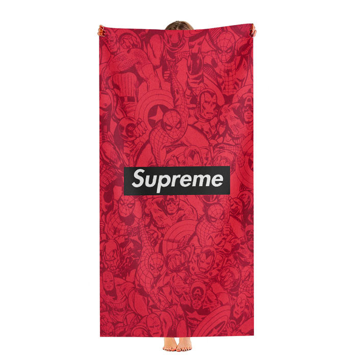 Supreme Red Marvel Superheroes Doodles Ultra-Soft Luxury Bathroom Towels