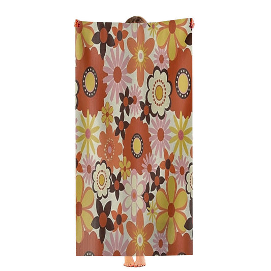 70S Retro Boho Floral Vintage Ultra-Soft Luxury Bathroom Towels