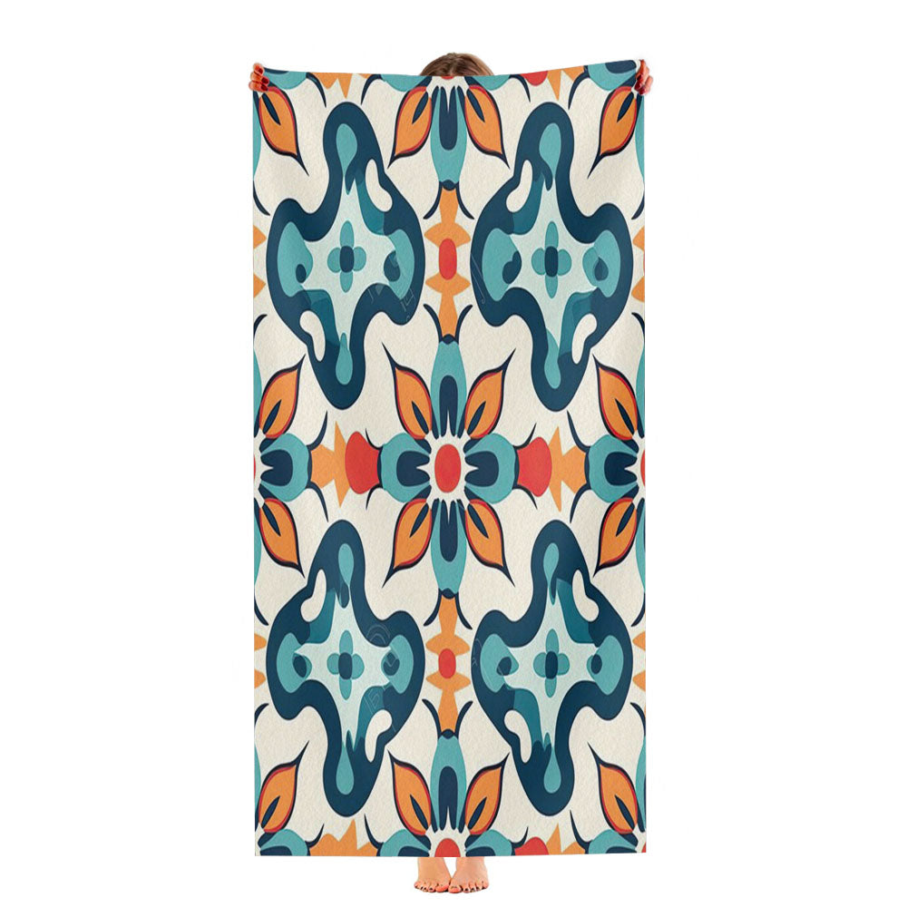 A Pattern With A Flower And Leaves. Ultra-Soft Luxury Bathroom Towels