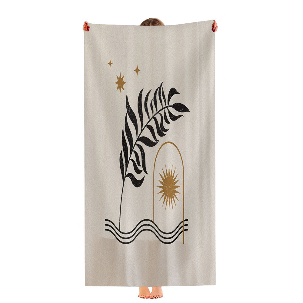 Aesthetic Leaves With Sun Ultra-Soft Luxury Bathroom Towels