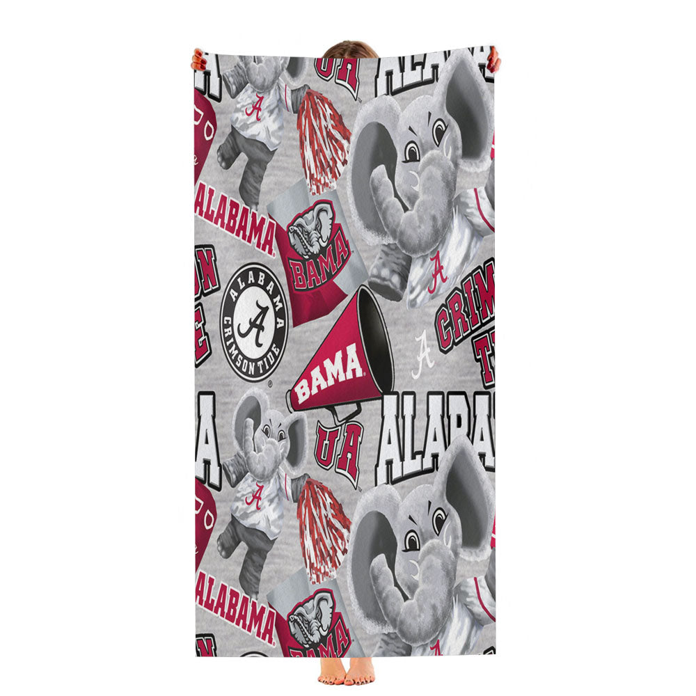 Alabama Crimson Tide Pattern Elephant Ultra-Soft Luxury Bathroom Towels