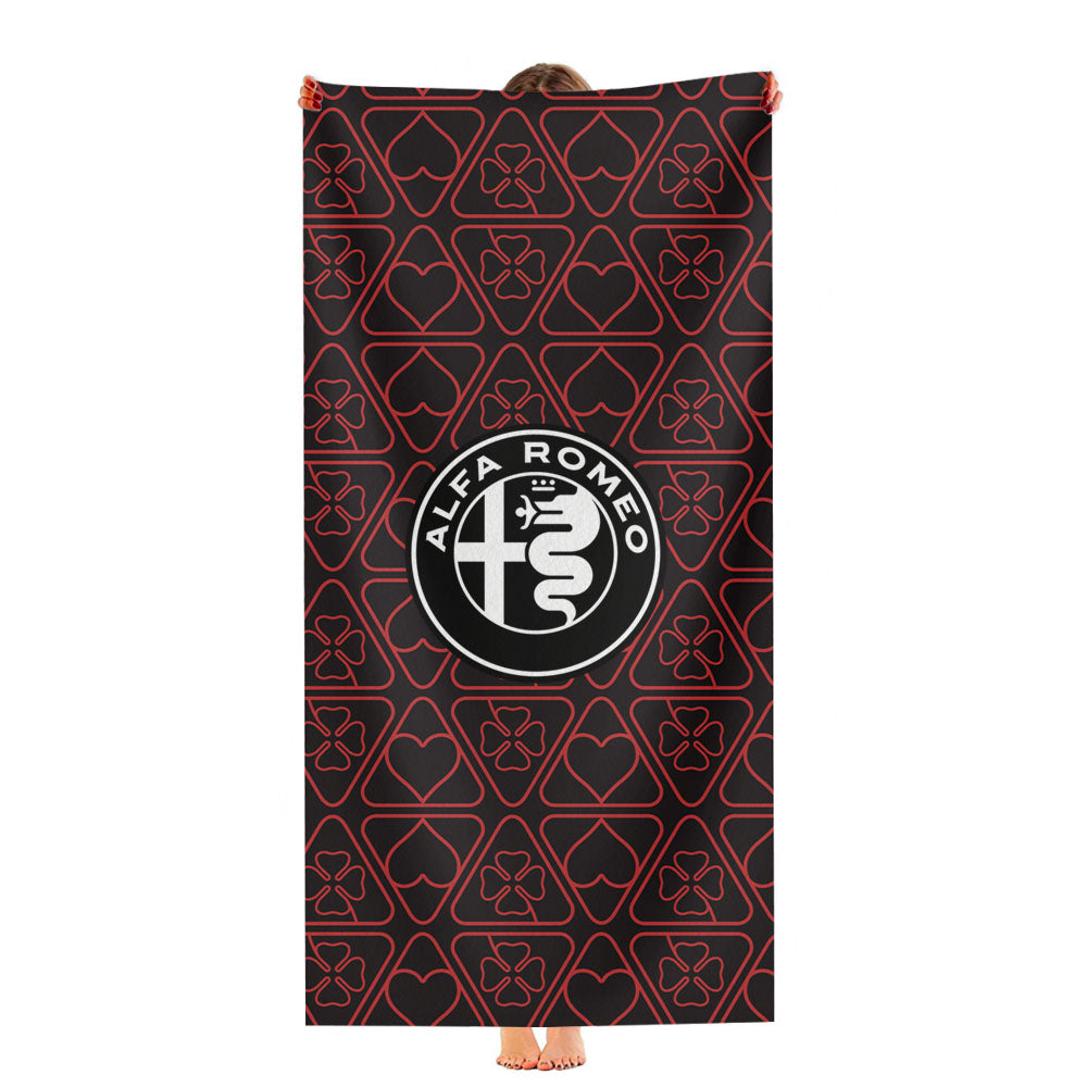 Alfa Romeo Logo Pattern Wallpaper Art Ultra-Soft Luxury Bathroom Towels