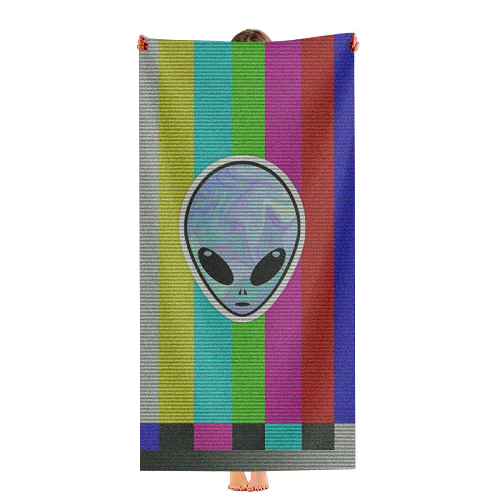 Alien Television Lost Signal Pattern Ultra-Soft Luxury Bathroom Towels