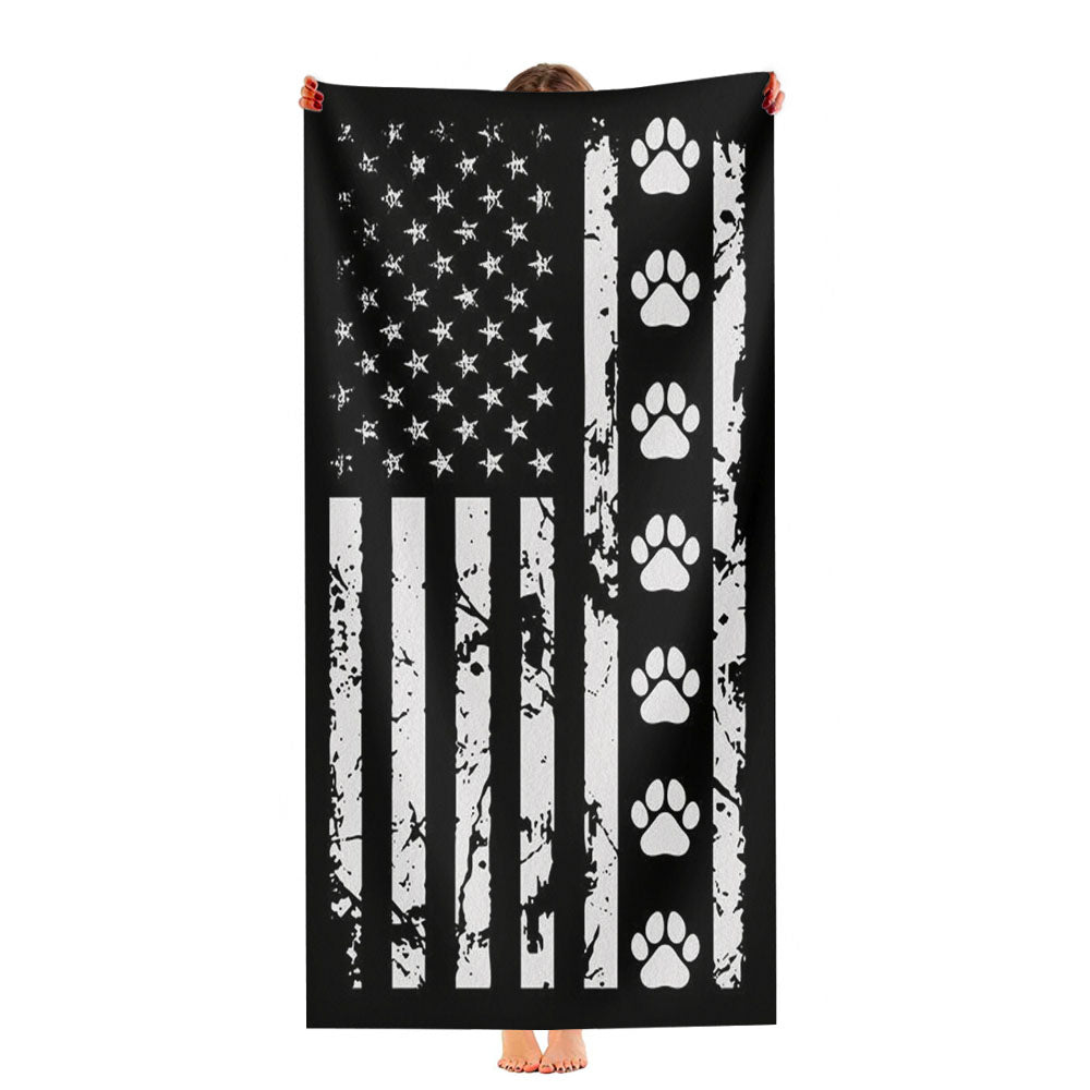 American Flag With Dog Paws Ultra-Soft Luxury Bathroom Towels