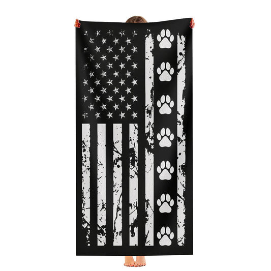 American Flag With Dog Paws Ultra-Soft Luxury Bathroom Towels
