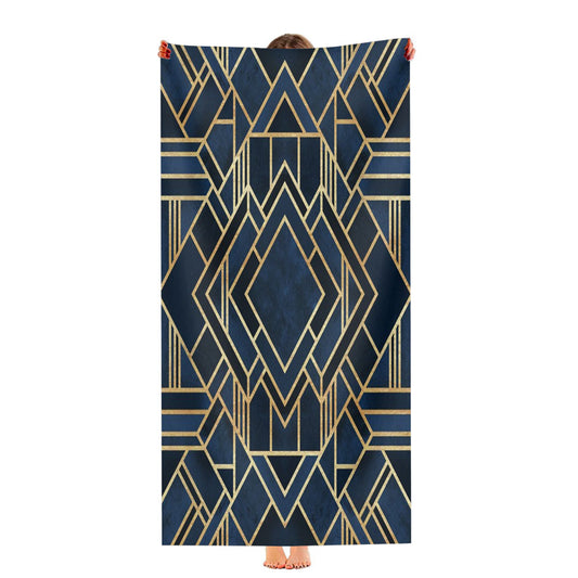 Art Deco Fancy Blue Ultra-Soft Luxury Bathroom Towels