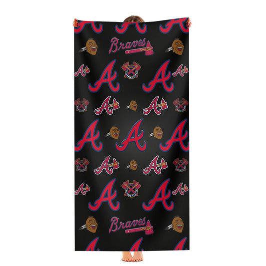 Atlanta Braves Logo Pattern Black Ultra-Soft Luxury Bathroom Towels