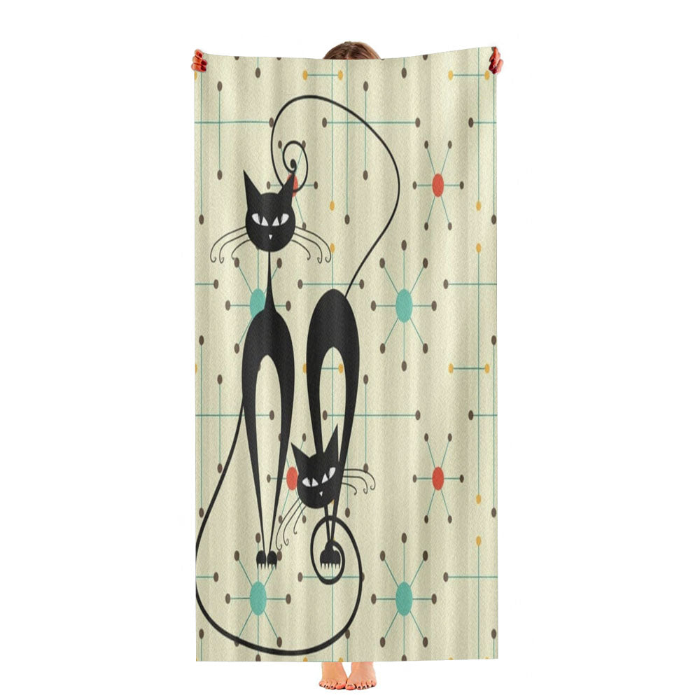 Atomic Cat Mid Mod Retro Starburst Ultra-Soft Luxury Bathroom Towels