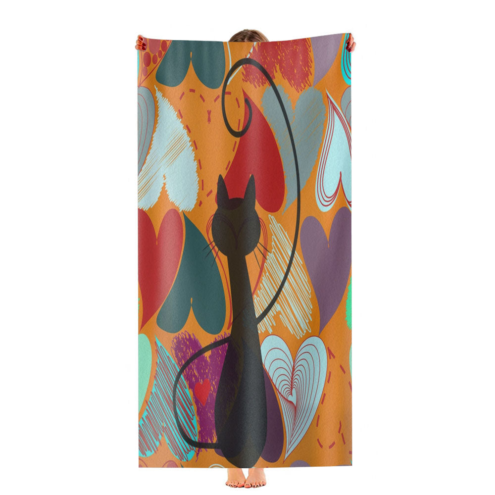 Atomic Cat Retro 50S, 90S Hearts Ultra-Soft Luxury Bathroom Towels