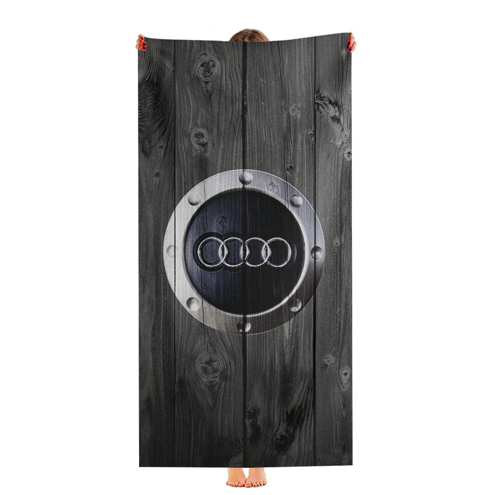 Audi Car Logo Dark Wood Wallpaper Ultra-Soft Luxury Bathroom Towels