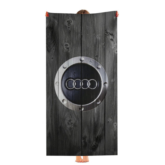 Audi Car Logo Dark Wood Wallpaper Ultra-Soft Luxury Bathroom Towels