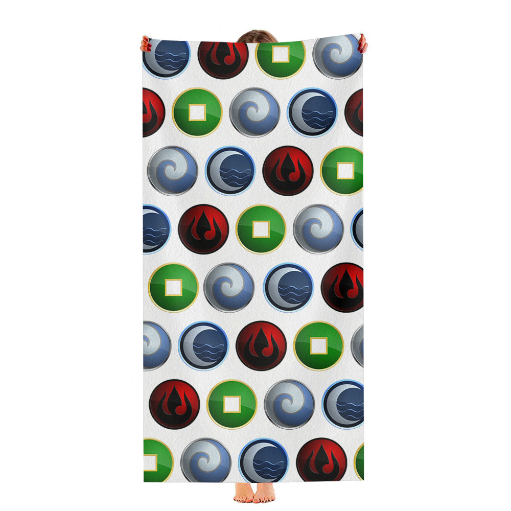 Avatar The Last Airbender Water Fire Earth Air Symbol Pattern Ultra-Soft Luxury Bathroom Towels