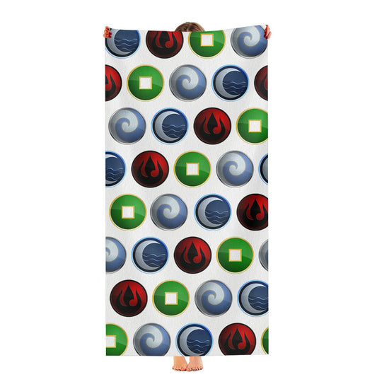 Avatar The Last Airbender Water Fire Earth Air Symbol Pattern Ultra-Soft Luxury Bathroom Towels