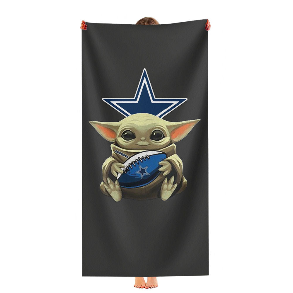 Baby Yoda Hug Dallas Cowboys Mandalorian Ultra-Soft Luxury Bathroom Towels