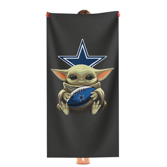 Baby Yoda Hug Dallas Cowboys Mandalorian Ultra-Soft Luxury Bathroom Towels