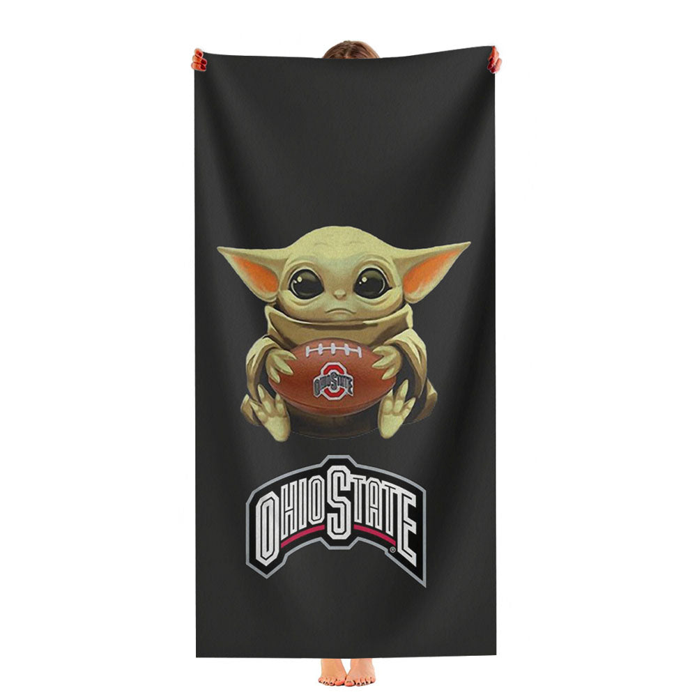 Baby Yoda Hug Ohio State Buckeyes Mandalorian Ultra-Soft Luxury Bathroom Towels