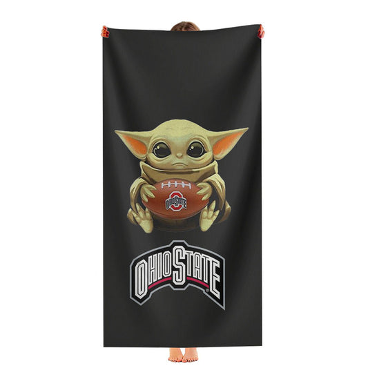 Baby Yoda Hug Ohio State Buckeyes Mandalorian Ultra-Soft Luxury Bathroom Towels