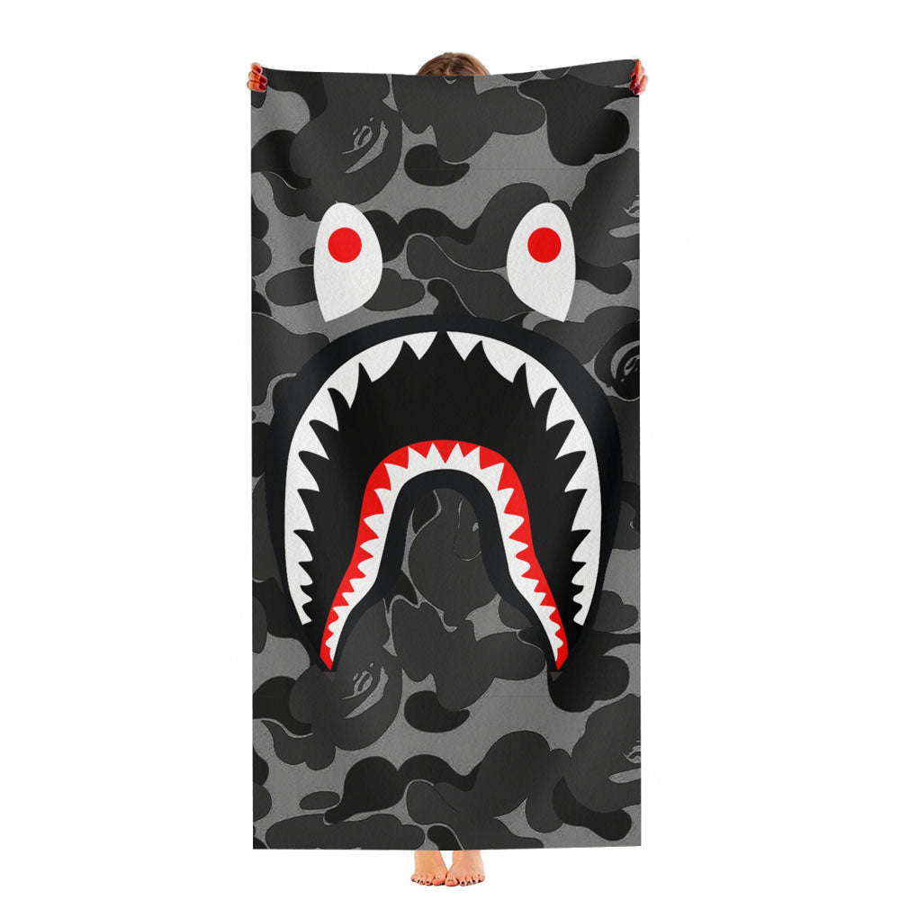 Bape Shark Black Army Pattern Ultra-Soft Luxury Bathroom Towels