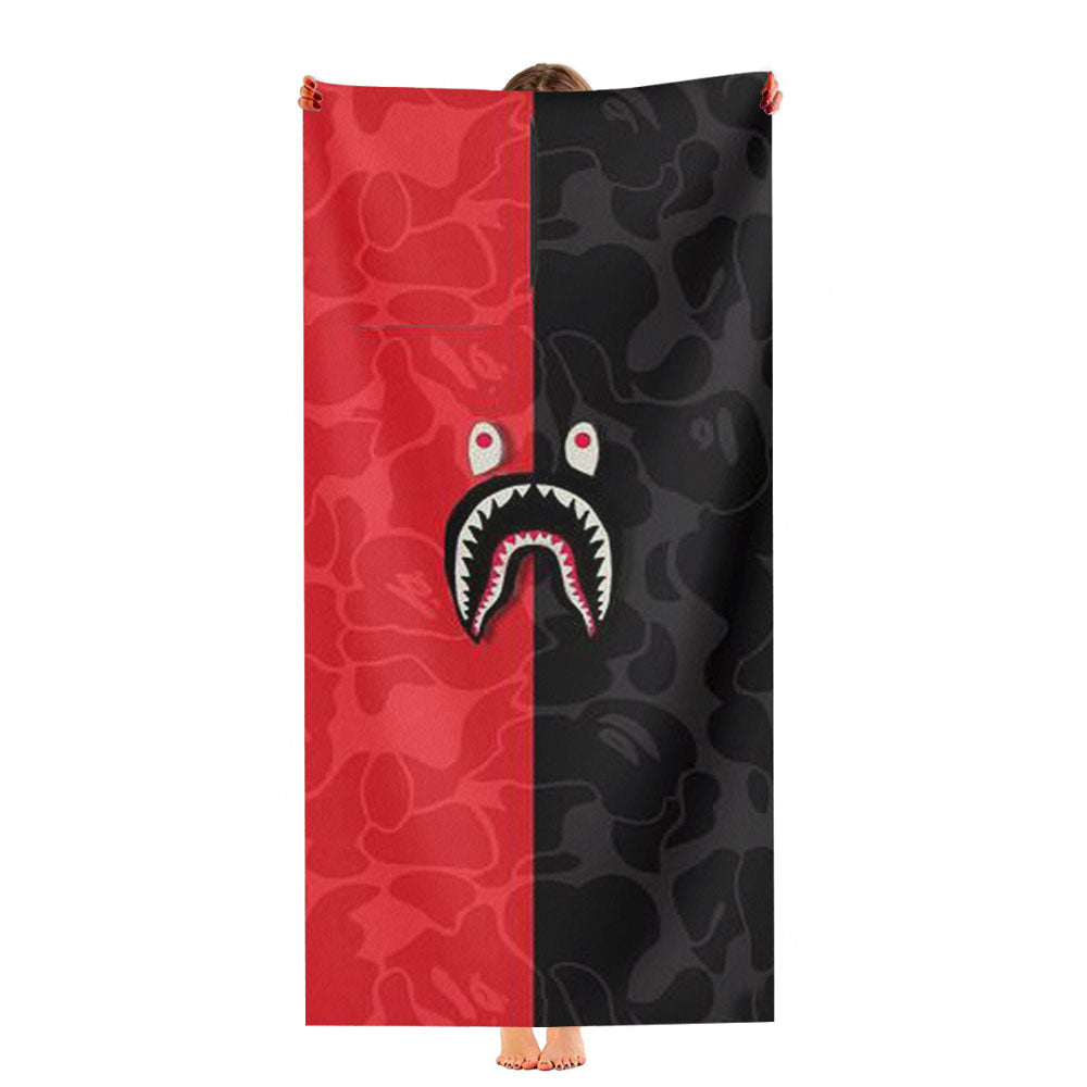 Bape Shark Red Camo Simple Ultra-Soft Luxury Bathroom Towels